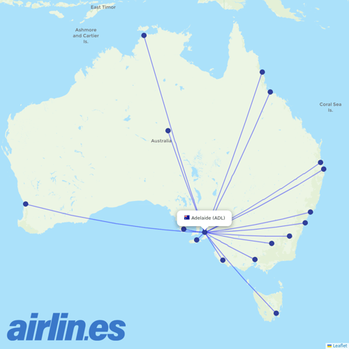 Qantas at ADL route map