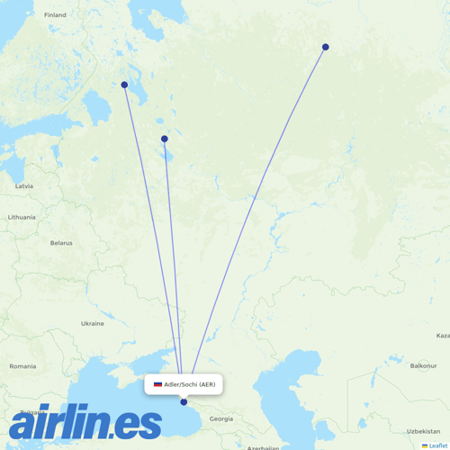 Severstal Aircompany at AER route map