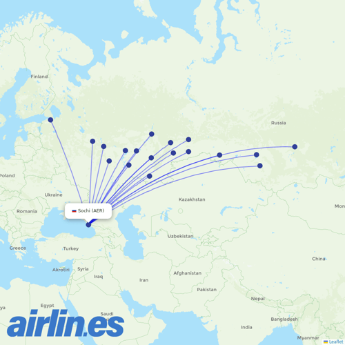 Pegas Fly at AER route map