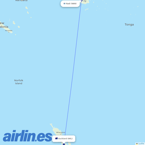 Fiji Airways at AKL route map