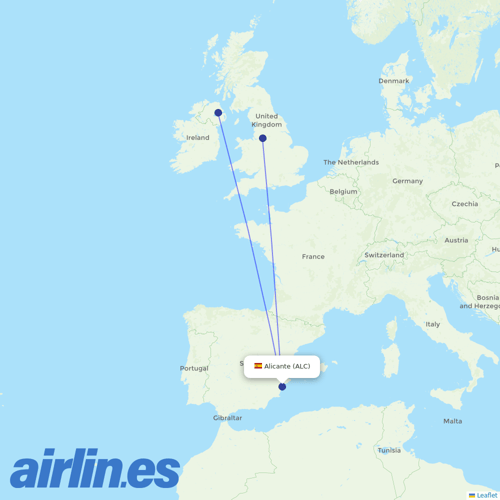 Ryanair UK at ALC route map