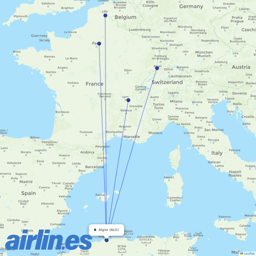 ASL Airlines France at ALG route map