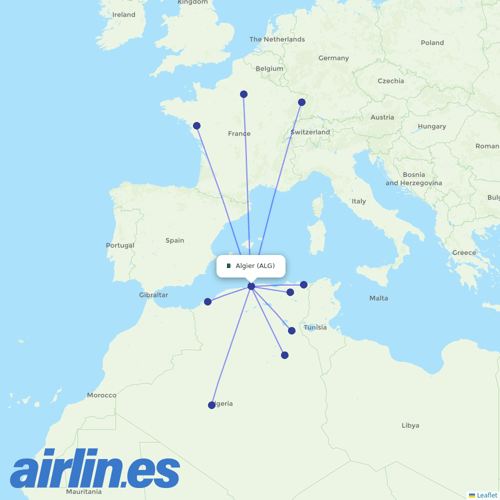 Tassili Airlines at ALG route map