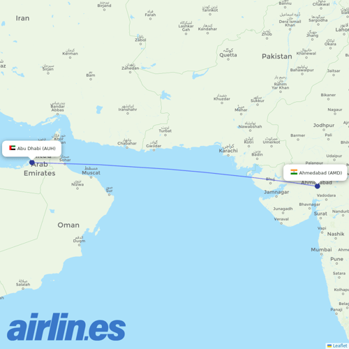 Air Arabia Abu Dhabi at AMD route map