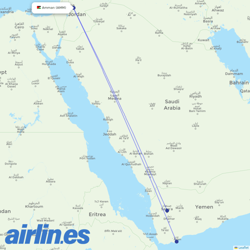 Yemenia at AMM route map