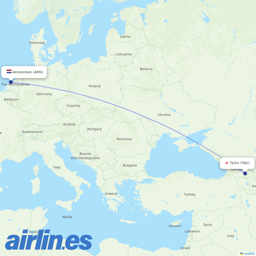 Georgian Airways at AMS route map