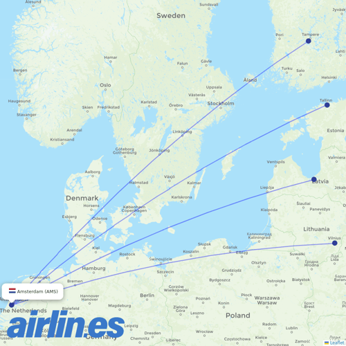 Air Baltic at AMS route map