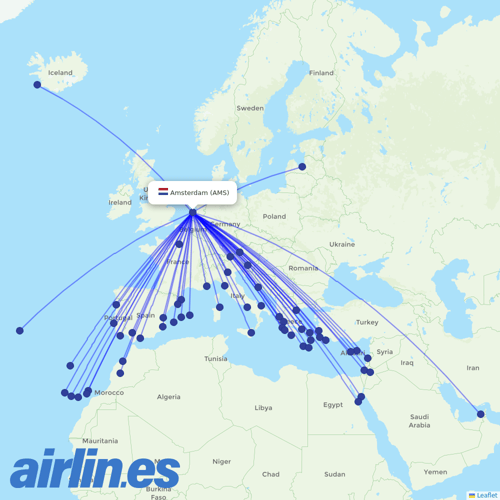 Transavia at AMS route map