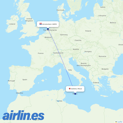 Air Malta at AMS route map