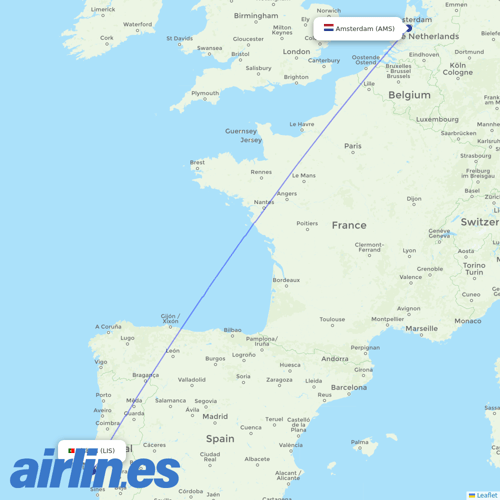 TAP Portugal at AMS route map