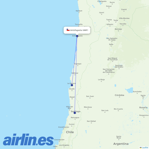Sky Airline at ANF route map