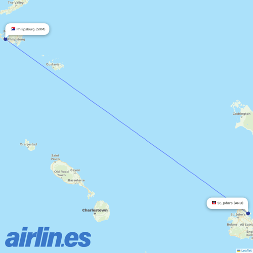 Winair at ANU route map