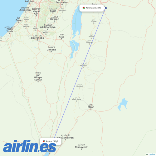 Royal Jordanian at AQJ route map