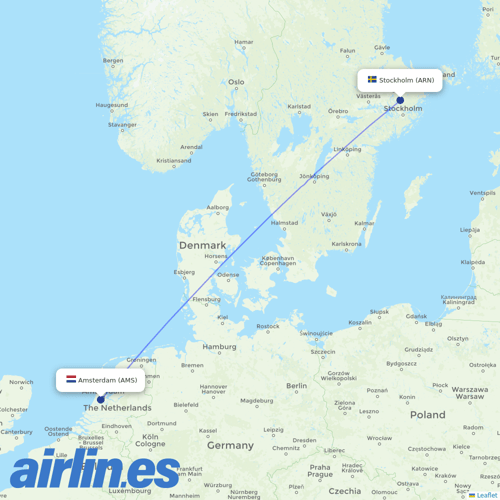 KLM at ARN route map