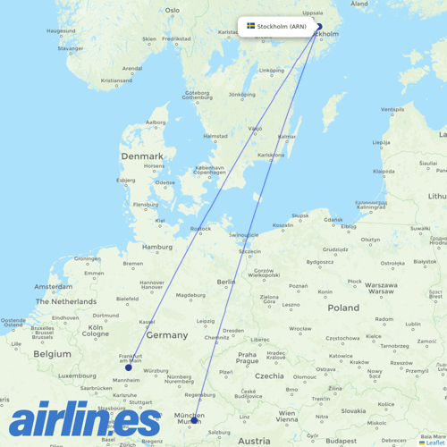 Lufthansa at ARN route map