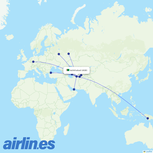 Turkmenistan Airlines at ASB route map