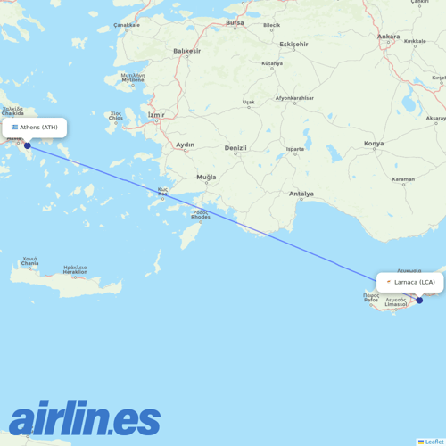 Charlie Airlines at ATH route map