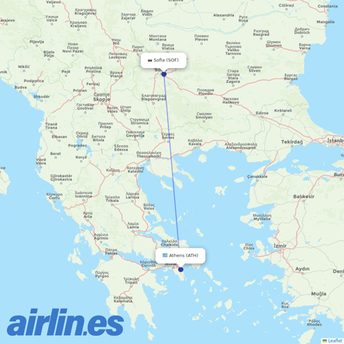 Bulgaria Air at ATH route map