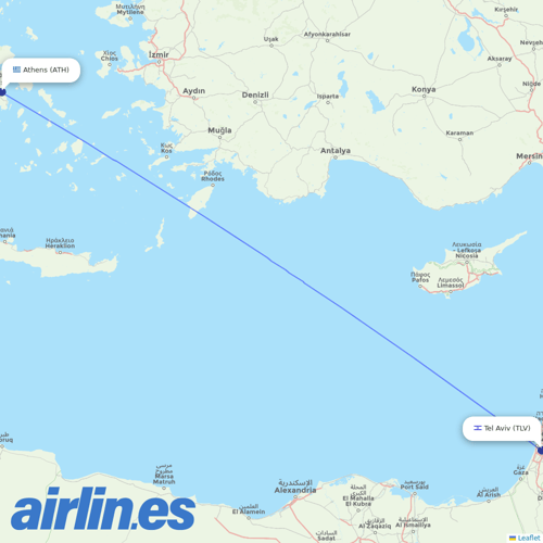 Arkia Israeli Airlines at ATH route map