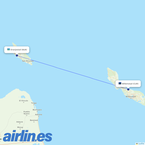 Divi Divi Air at AUA route map