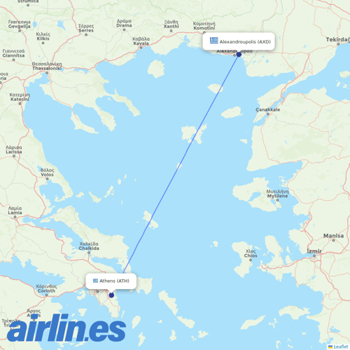 Aegean Airlines at AXD route map