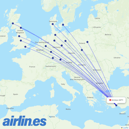 Corendon Airlines at AYT route map