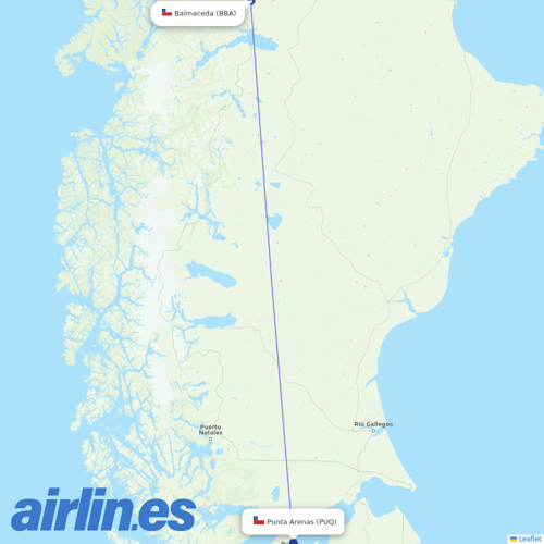 Aerovías DAP at BBA route map