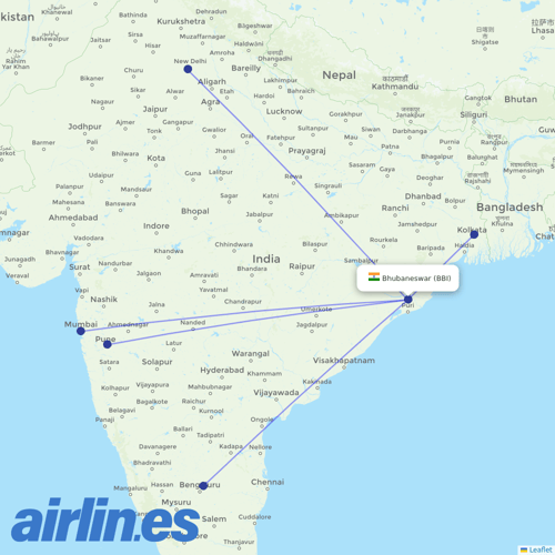 AirAsia India at BBI route map