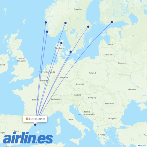 Norwegian Air Intl at BCN route map