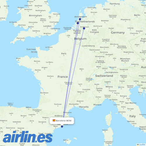 Transavia at BCN route map