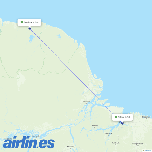 Surinam Airways at BEL route map