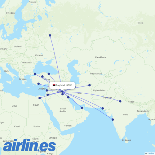 Iraqi Airways at BGW route map