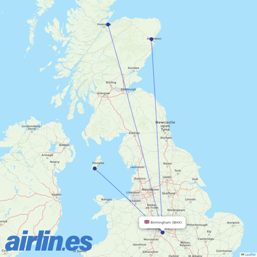 Loganair at BHX route map