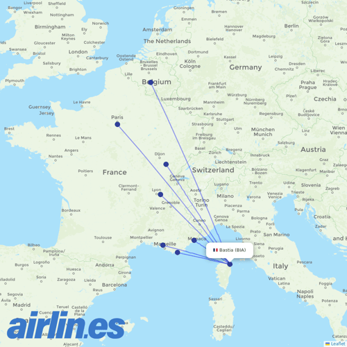 Air Corsica at BIA route map