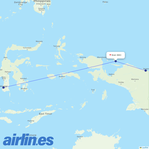 Sriwijaya Air at BIK route map