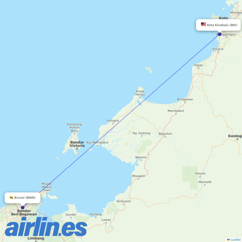 Royal Brunei Airlines at BKI route map