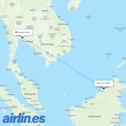 Royal Brunei Airlines at BKK route map