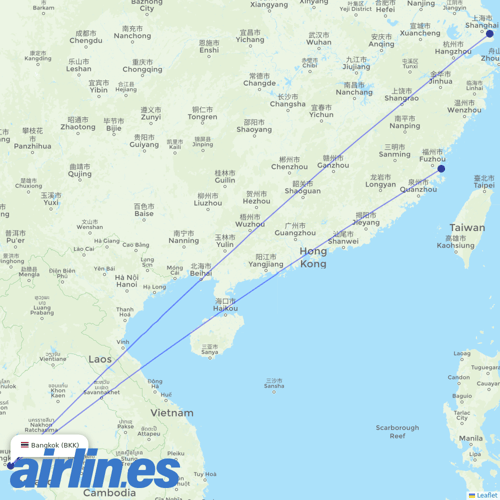 Shanghai Airlines at BKK route map