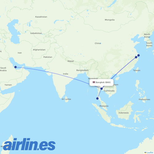 Qatar Airways at BKK route map