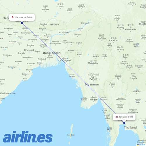 Nepal Airlines at BKK route map