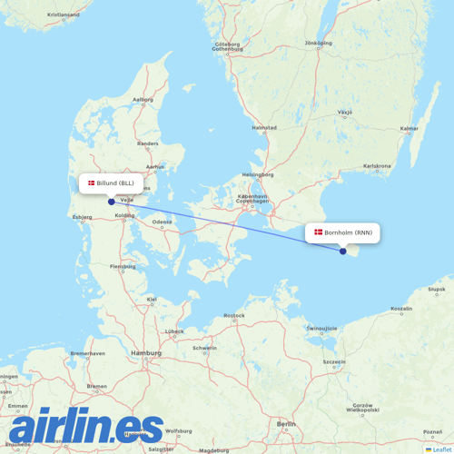 Danish Air at BLL route map