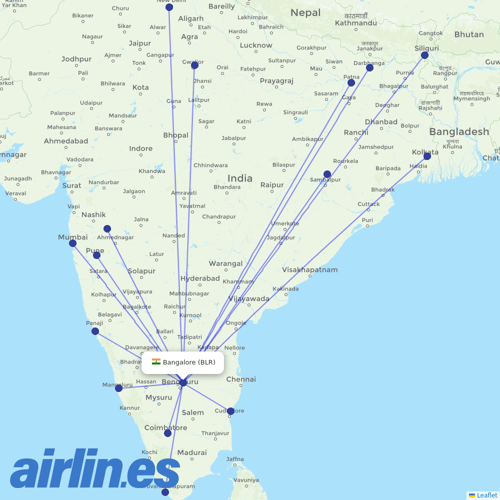 SpiceJet at BLR route map
