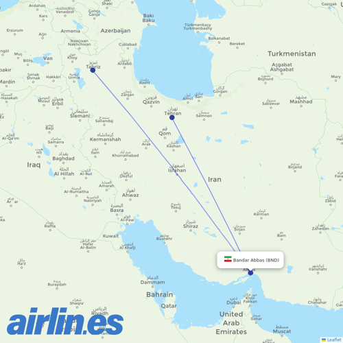Iran Airtour at BND route map