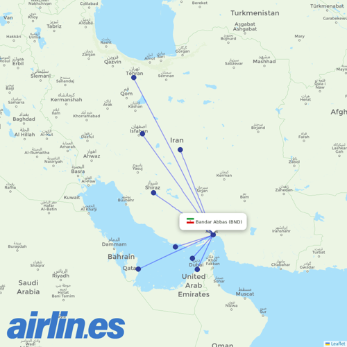 Iran Air at BND route map