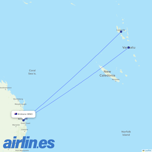 Air Vanuatu at BNE route map