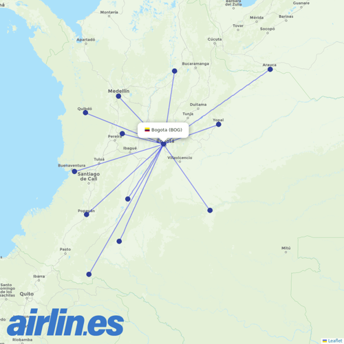 EasyFly at BOG route map