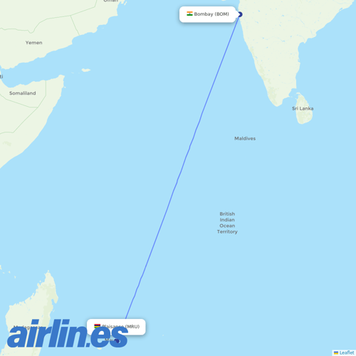 Air Mauritius at BOM route map
