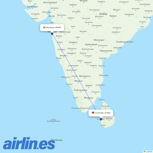 SriLankan Airlines at BOM route map
