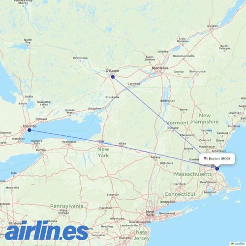 Porter Airlines at BOS route map