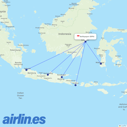 Lion Air at BPN route map